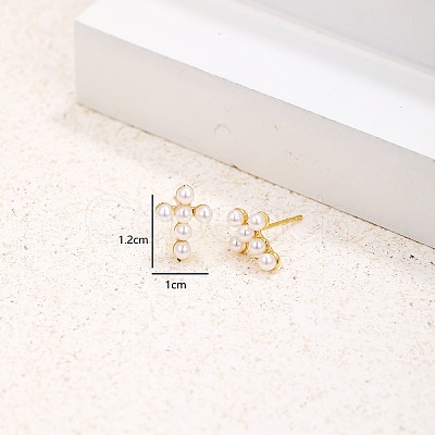 Elegant Cross Brass Stud Earrings XC2050-1