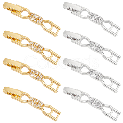 PandaHall Elite 8Pcs 2 Colors Bowknot Rack Plating Brass Micro Pave Clear Cubic Zirconia Watch Band Clasps ZIRC-PH0001-32-1