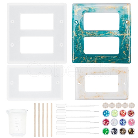 Rectangle Socket Panel Silicone Mould DIY-OC0003-66-1