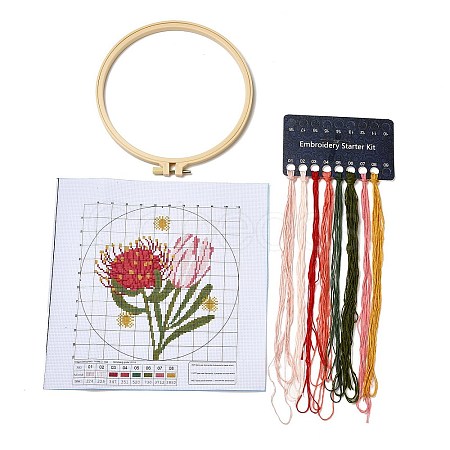 Flower DIY Cross Stitch Beginner Kits DIY-NH0005-A07-1