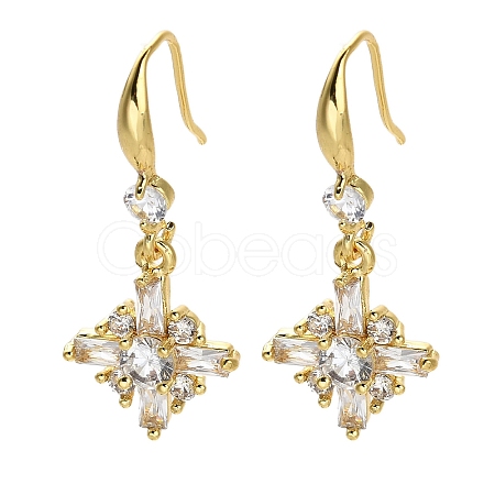 Cross Rack Plating Brass Micro Pave Cubic Zirconia Dangle Earrings EJEW-K289-02G-1