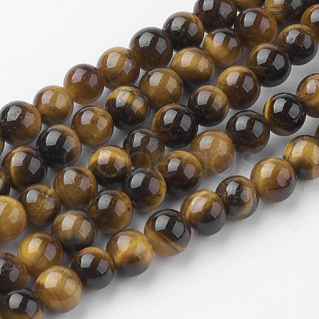 Natural Yellow Tiger Eye Bead Strands G-G735-71-4mm-A-1