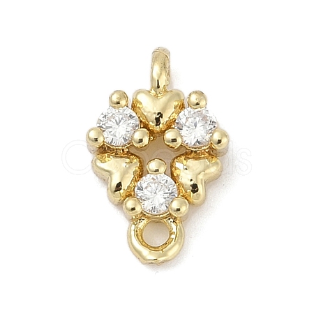 Brass Micro Pave Clear Cubic Zirconia Connector Charms KK-Z094-08G-01-1