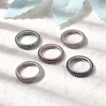 Brass Micro Pave Cubic Zirconia Finger Rings RJEW-P166-10P-1