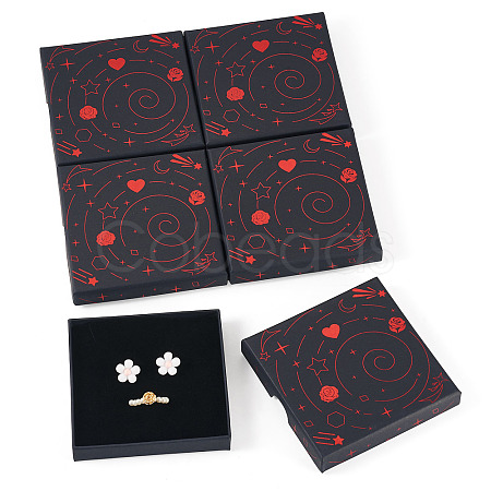 5Pcs Hot Stamping Planet Cardboard Jewelry Packaging Boxes CON-TA0001-44E-1