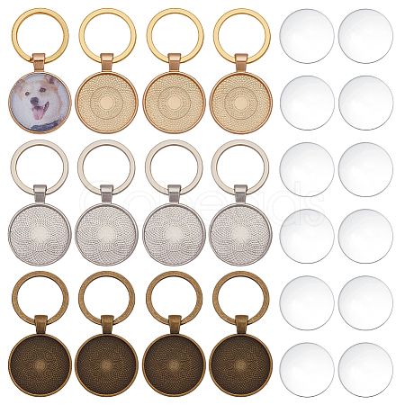 DIY Round Alloy Pendant Making Kits KEYC-FG00005-1