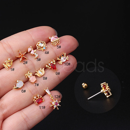 Brass Micro Pave Cubic Zirconia Cartilage Earring WG3714F-03-1