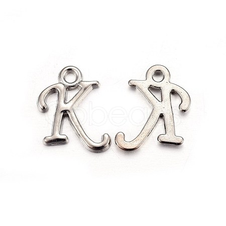 Platinum Plated Alloy Letter Pendants PALLOY-J718-01P-K-1