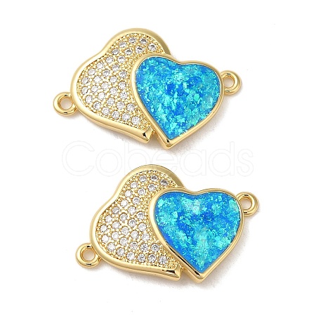 Rack Plating Brass Micro Pave Clear Cubic Zirconia Connector Charms KK-P268-20G-04-1