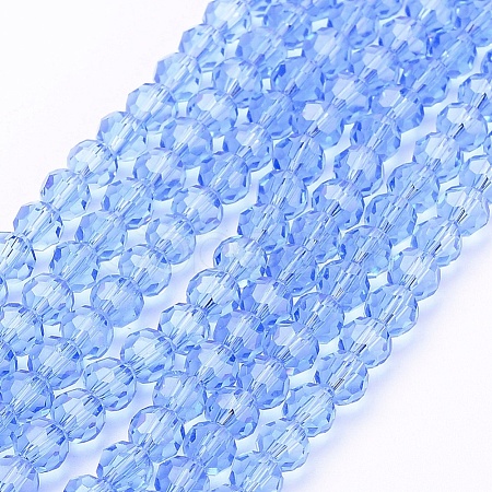 Faceted(32 Facets) Round Glass Beads Strands X-EGLA-J042-4mm-05-1