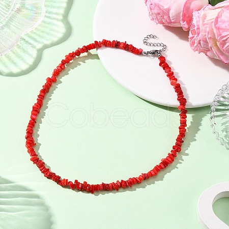 Dyed Natural Freshwater Shell Nuggets Beaded Necklaces NJEW-JN05488-01-1