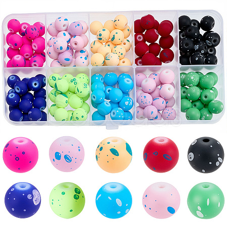 160Pcs 10 Colors Forsted Glass Beads Strands GLAA-SP0001-80-1