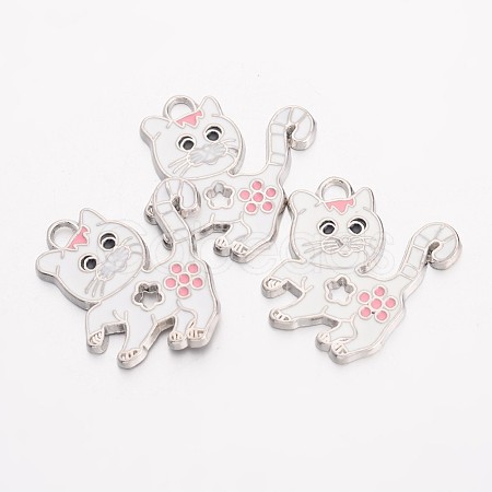 Alloy Enamel Kitten Pendants EA556Y-1-1