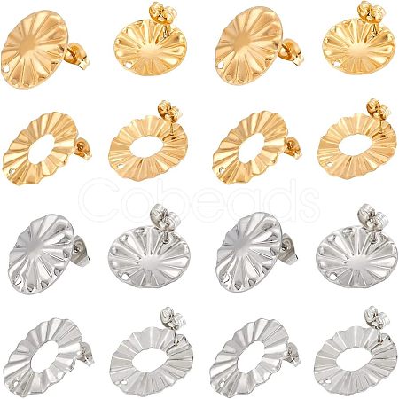 16Pcs 4 Style 304 Stainless Steel Stud Earring Findings STAS-UN0031-23-1