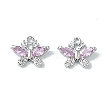 Brass Micro Pave Clear Cubic Zirconia Charms KK-H482-09P-03-1