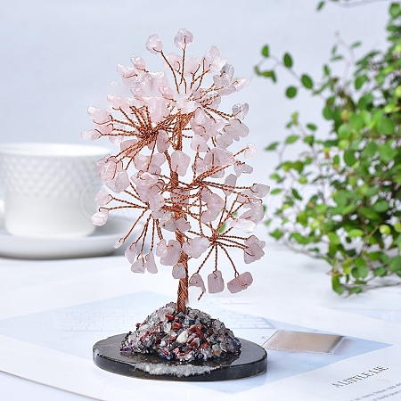 Natural Rose Quartz Chips Tree Decorations PW-WG16664-04-1