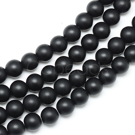 Synthetic Black Stone Bead Strands G-R345-8mm-38-1