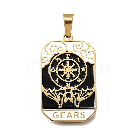 Tarot 304 Stainless Steel Enamel Pendants STAS-M119-09N-G-1