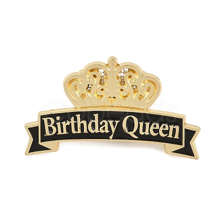 Birthday Queen with Crown Enamel Pins JEWB-B042-01B-1
