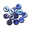 Freshwater Shell Buttons, 2-Hole, Flat Round, Blue, 9x1~2mm, Hole: 1.5mm