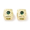 Brass Micro Pave Cubic Zirconia Beads, Cube, Real 18K Gold Plated, Green, 7.5x7.5x7.5mm, Hole: 3mm