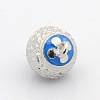 Round Platinum Plated Alloy Enamel Magnetic Clasps with Loops ENAM-P110-M-2