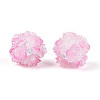 Polymer Clay Rhinestone Beads with Embossed Resin Roses RESI-T059-04I-1