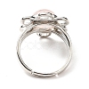 Natural Rose Quartz Adjustable Rings RJEW-P043-01P-22-3