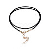 Waxed Cord Necklace Making with Iron Findings NJEW-R229-1.5mm-G-3