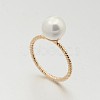 Brass Acrylic Pearl Finger Rings for Wedding Jewelry RJEW-J061-RG-1