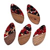 Transparent Resin and Walnut Wood Pendants RESI-T057-05E-1