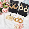 4 Pairs 4 Styles Rattan Dangle Stud Earrings EJEW-SP0001-16D-3