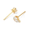 SHEGRACE Brass Clear Cubic Zirconia Square Stud Earring Findings XGR0103G-115G-2