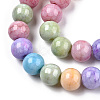 Ombre Effect Dyed Crackle Glass Round Beads Strands GLAA-T031-01D-2