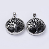 Natural Dyed & Heated Black Agate Pendants G-P350-D05-1