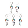 Natural & Synthetic Gemstone Chips Tree of Life with Alloy Wings Pendant Keychain KEYC-JKC00466-1