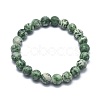 Natural Green Spot Jasper Bead Stretch Bracelets X-BJEW-K212-A-017-2