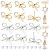 24Pcs 2 Colors Bowknot Brass Stud Earring Findings KK-BC0013-68-1