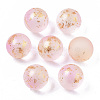 Transparent Spray Painted Frosted Glass Beads X-GLAA-N035-05B-04-1