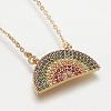 Brass Micro Pave Cubic Zirconia Pendant Necklaces NJEW-J051-19G-2