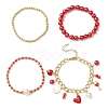 4Pcs 4 Style Glass & Shell Pearl Beaded Stretch Bracelets Set BJEW-TA00289-5