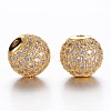 Brass Cubic Zirconia Beads ZIRC-D003-2G-1
