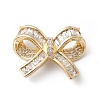 Bowknot Rack Plating Brass Micro Pave Clear Cubic Zirconia Connector Charms KK-E003-26G-1