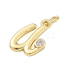 Brass Micro Pave Clear Cubic Zirconia Charms KK-D289-66G-U-2