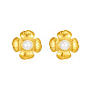 Classic 304 Stainless Steel Imitation Pearl Flower Stud Earrings GL7726-5