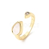 Brass Micro Pave Cubic Zirconia Open Cuff Rings CU-CBA4898-08G-07-4