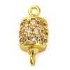 Brass Micro Pave Clear Cubic Zirconia Hollow Column Connector Charms KK-A230-05F-G-1