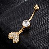 Brass Cubic Zirconia Navel Ring AJEW-EE0004-12-4