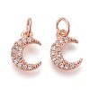 Brass Micro Pave Clear Cubic Zirconia Charms ZIRC-Z005-01B-1