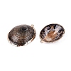 Electroplated Golden Brass Edged Natural Sea Shell Pendants SSHEL-Q101-01-2